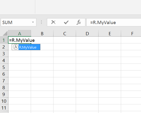 Calling MyValue in Excel