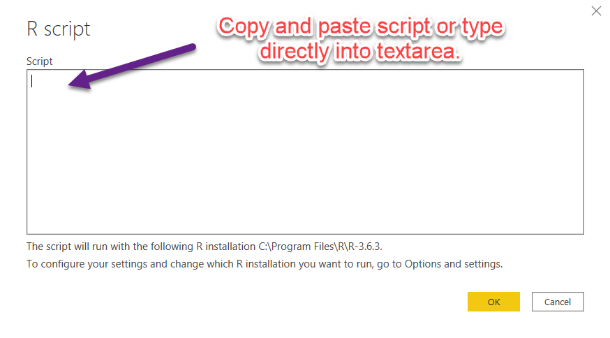 R Script Entry Textarea