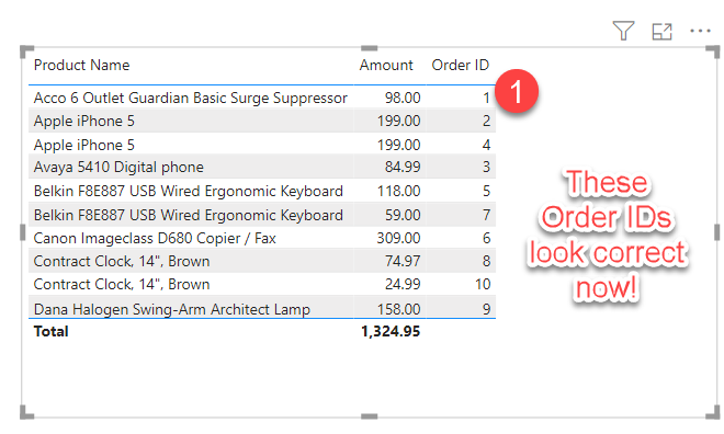 Change to Dont Summarize - Order ID