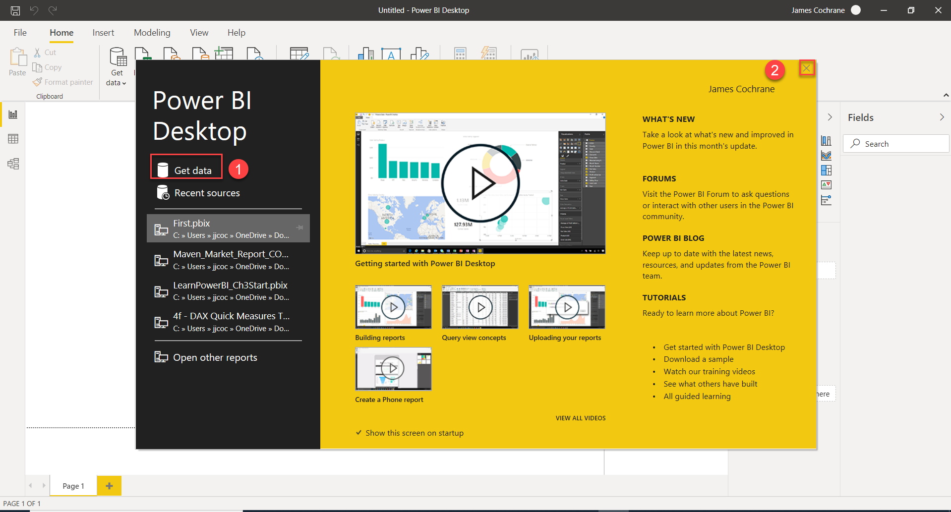 Power BI Desktop Splash