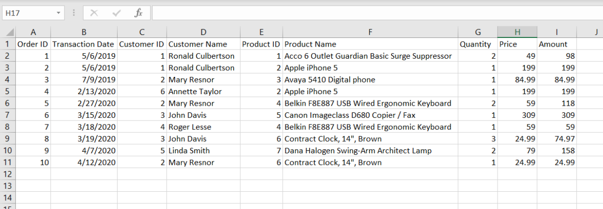 Spreadsheet with data | Data Science Review