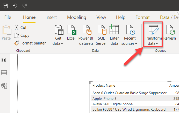 Transform Data Option